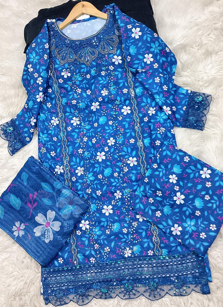 3 PIECE - EMBROIDERED LAWN SUIT