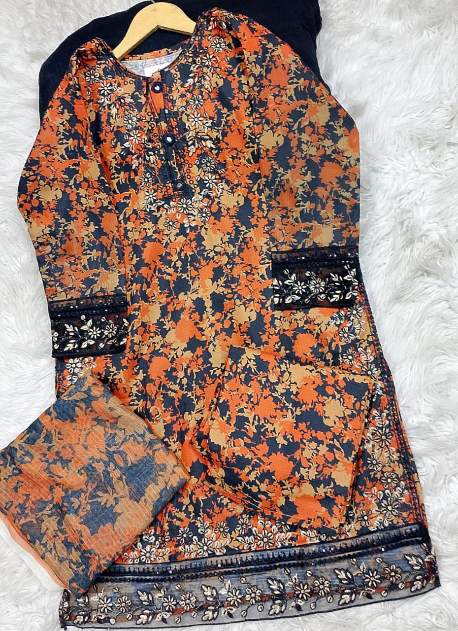 3 PIECE - EMBROIDERED LAWN SUIT