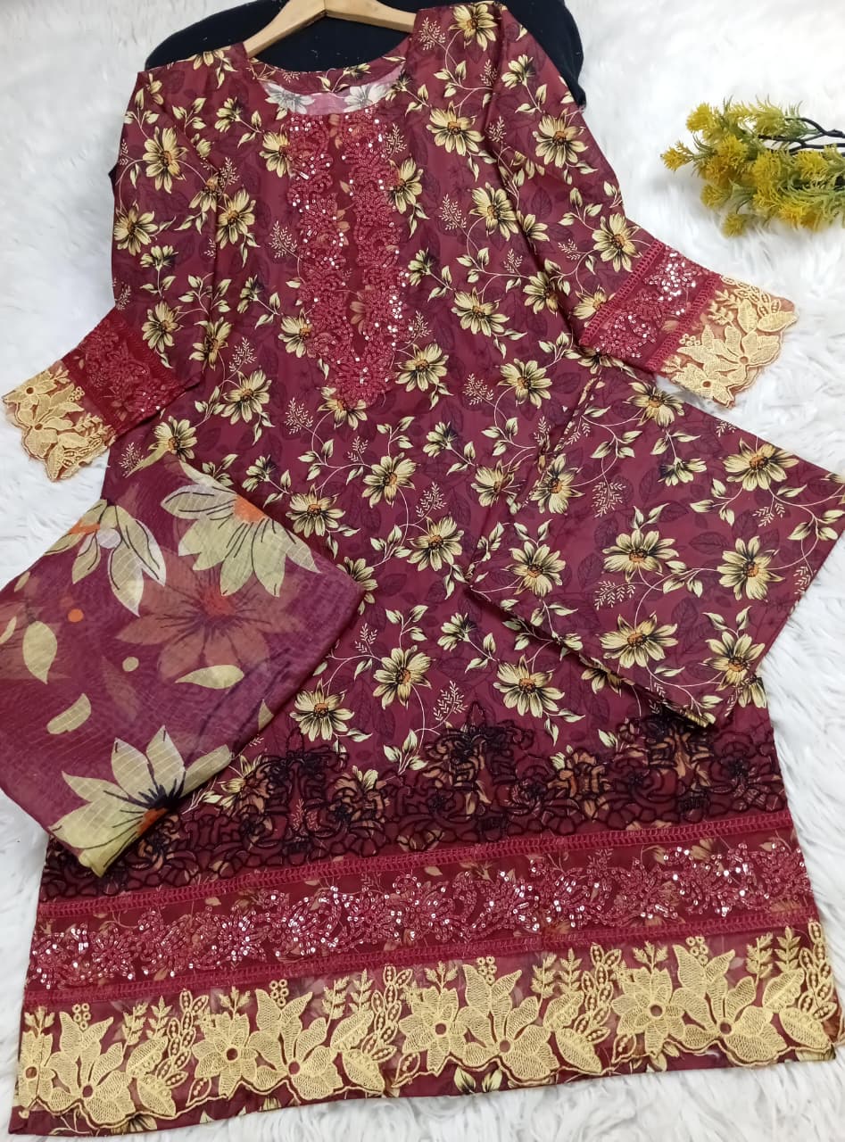 3 PIECE - EMBROIDERED LAWN SUIT