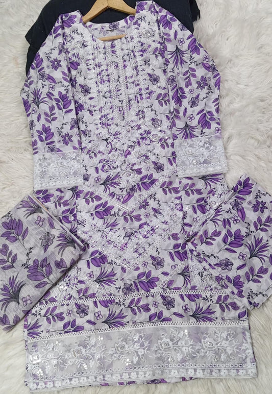 3 PIECE - EMBROIDERED LAWN SUIT