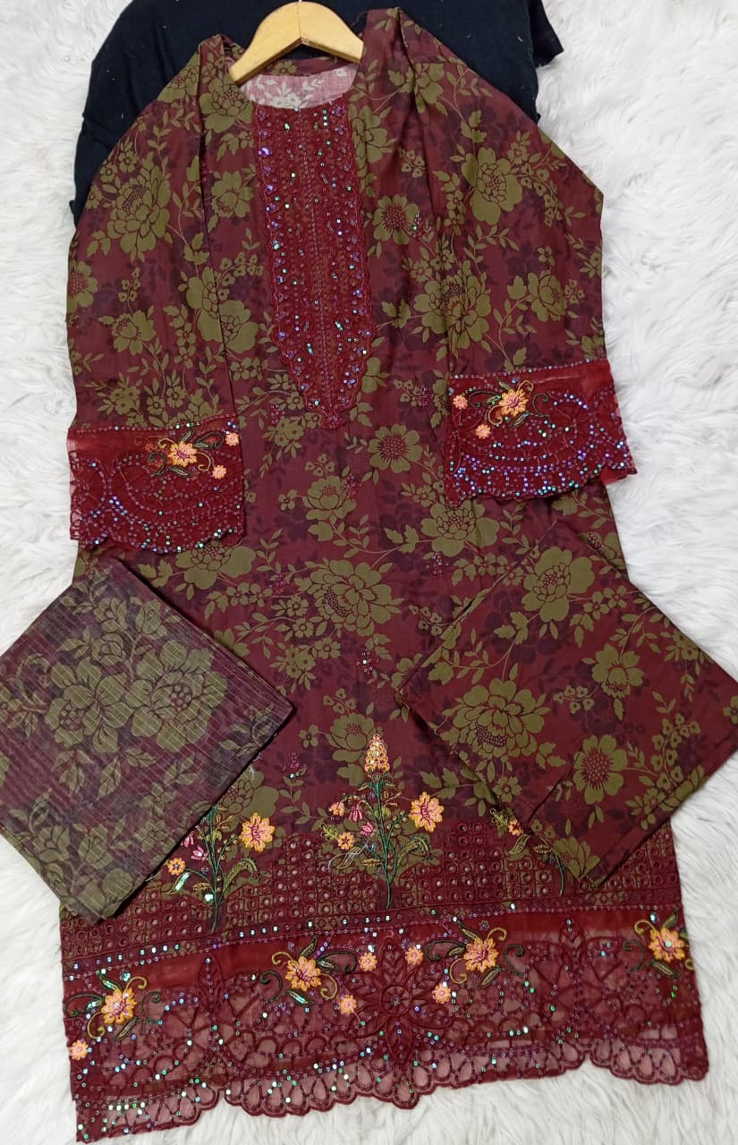 3 PIECE - EMBROIDERED LAWN SUIT