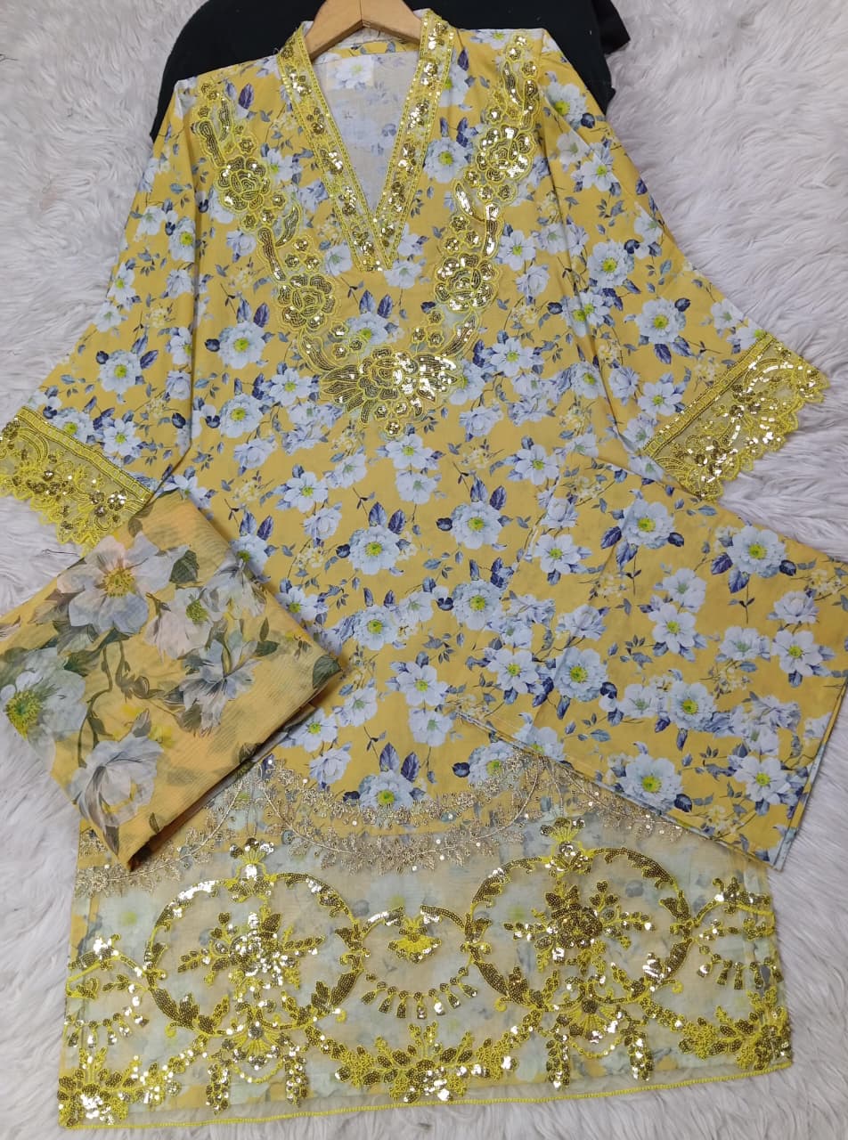 3 PIECE - EMBROIDERED LAWN SUIT