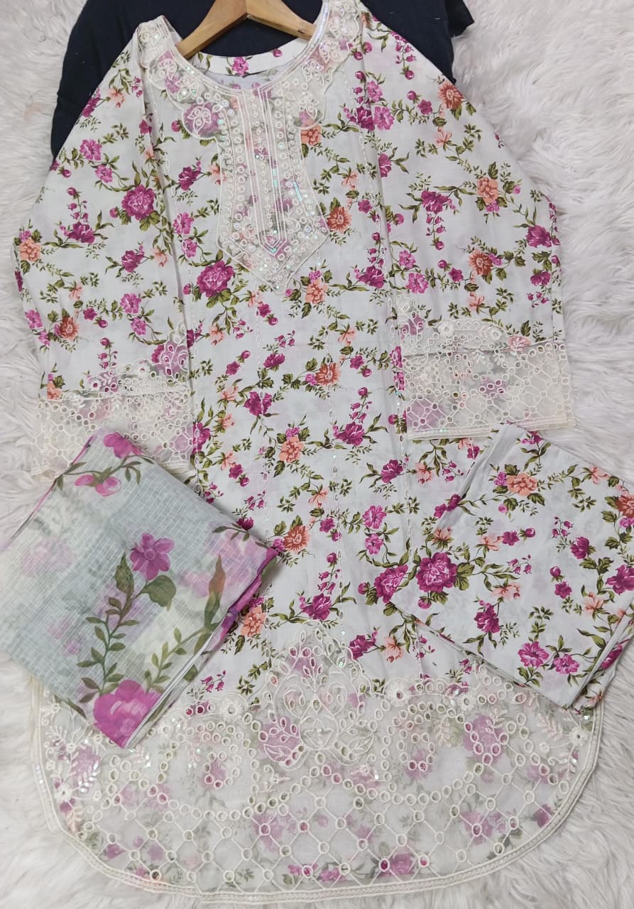 3 PIECE - EMBROIDERED LAWN SUIT